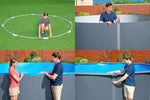 Set completo de piscina con pared de acero Bestway Hydrium redonda 488 x 132 cm, efecto madera gris, piscina de jardín, piscina elevada, filtro de arena