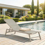 Tumbona de jardín IDIMEX ESPIRITU ajustable en altura, champán – Tumbona con respaldo ajustable de aluminio y textileno resistente a los rayos UV, para terraza, balcón, jardín, tumbona de relax para exterior
