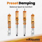 maXpeedingrods 4 Lotes de Coilovers Amortiguadores Roscados para VW Corrado Golf MK2 MK3 Jetta II? Kit de Resortes de Suspensión Amortiguadores de Altura Ajustable - Dorado