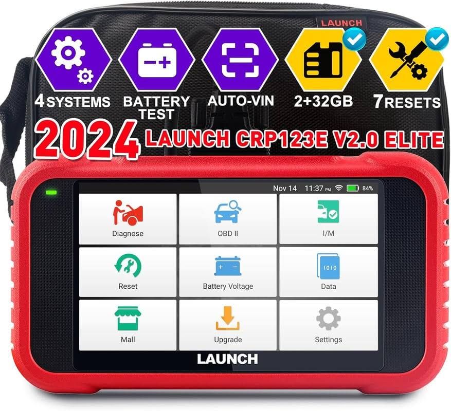 Escáner de diagnóstico de coche Launch CRP123E V2.0 para 4 sistemas (Motor, ABS, SRS, Transmisión) con 7 funciones de reinicio (Aceite, EPB, etc.)