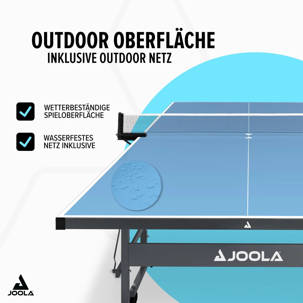 JOOLA Outdoor Profi Tischtennisplatte Aluminiumverbundoberfläche wetterfest klappbar inklusive Netz