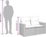 Sofá de jardín vidaXL de 2 plazas con cojines, sofá para jardín y terraza, sofá de terraza con funda extraíble y lavable, muebles de jardín y terraza, ratán sintético beige