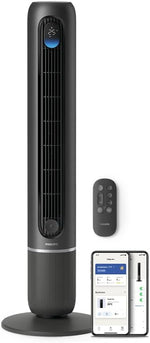 Philips Smarter Turmventilator 7000 Series – 8,4 m/s stark, ultraleise 22 dB, energieeffizient, App & Fernbedienung, Wlan, 12 Stufen, Schlafmodus, Temp‑Anzeige, 12‑h Timer, 80° Oszillation (CX7550/01)