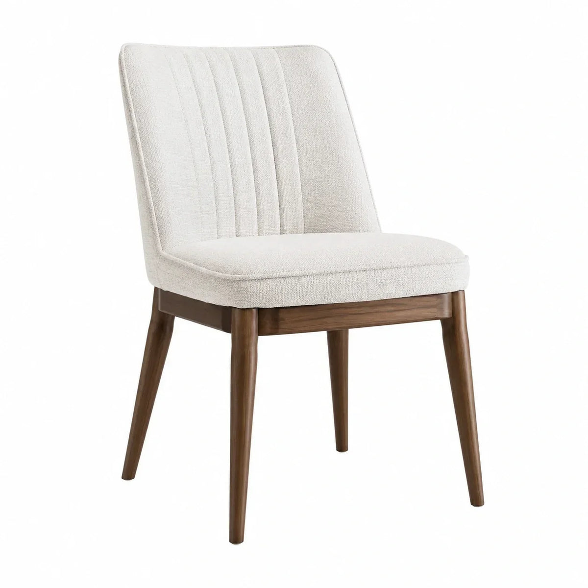 Silla de comedor de madera y poliéster con respaldo alto 55cm x 60cm x 85cm Beige