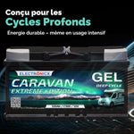 Batería de servicio Electronicx GEL Caravan Extreme 12V 120Ah / 120 Ah 12 Voltios – Batería de descarga lenta, sin mantenimiento y sellada – 353×175×190 mm – Autocaravana Caravana Solar Ocio Camping