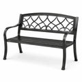 Banco de jardín de metal negro 120x60x80 cm