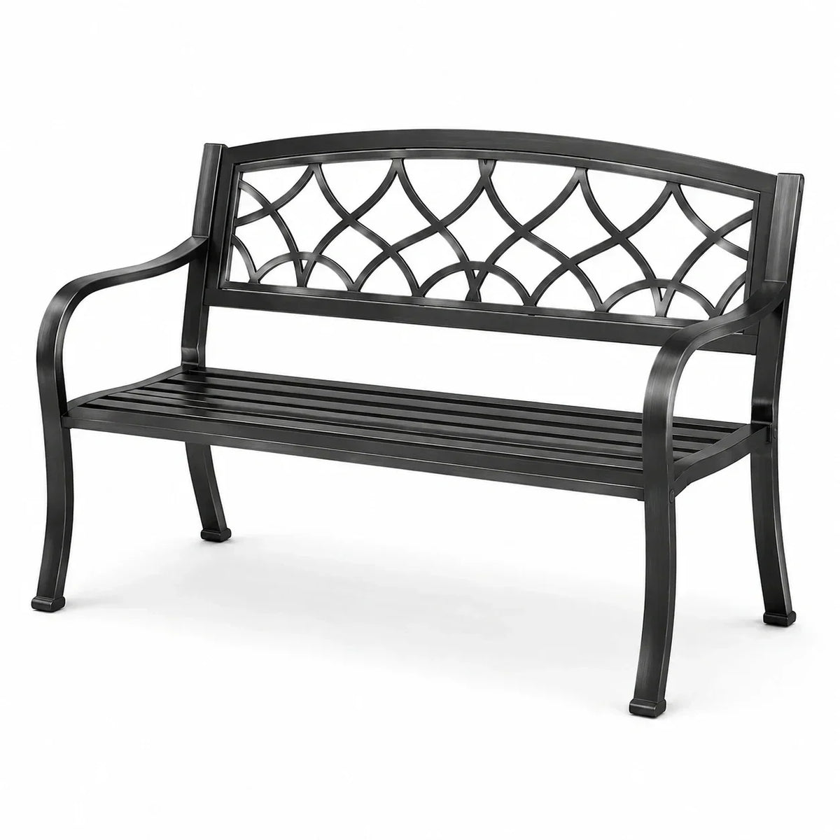 Banco de jardín de metal negro 120x60x80 cm