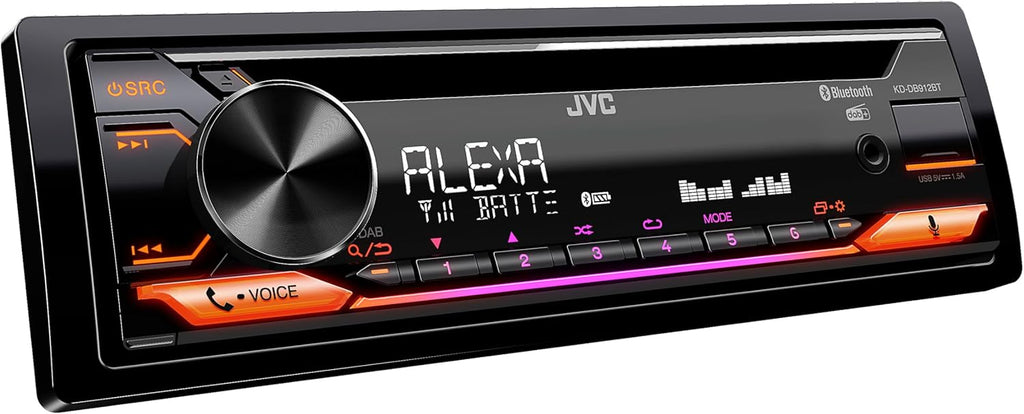 Autorradio CD JVC KD-DB622BT con DAB+, manos libres Bluetooth (procesador de sonido, USB, entrada auxiliar, control de Spotify, 4 x 50 vatios, iluminación de botones en rojo, sin antena)