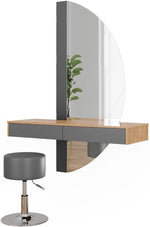 Tocador Vicco Melisa, gris, 120 cm con iluminación y taburete, altura flexible, perfectamente ajustable a las necesidades individuales