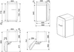 Smeg, minibar FAB5LDPB6, estilo vintage, una puerta, 34 l, bisagras a la izquierda, refrigeración estática, 2 estantes ajustables, botellero e iluminación LED, altura 72,5 cm, azul celeste