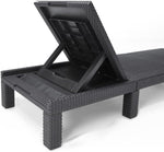 Tumbona Daytona Deluxe de Allibert by Keter para jardín, terraza y balcón con respaldo ajustable, gris, incluye cojín, tumbona de jardín de plástico, aspecto de ratán plano, 195x65x25,5 cm