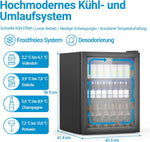 Refrigerador de bebidas, mininevera de 70 latas/50 l con puerta transparente para refrescos, cerveza o vino, frigorífico pequeño independiente con estante ajustable y pantalla digital (negro)