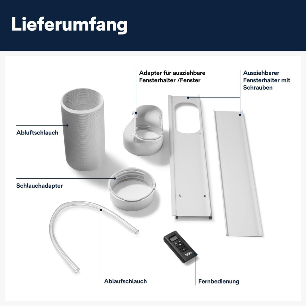 De'Longhi Pinguino - Mobiles Klimagerät, für Räume bis 29 m², mit Luftentfeuchter & Ventilator, 9800 BTU, Leiser Betrieb, Fernbedienung, 24h-Timer, Energieeffizienzklasse A (PACEM90)