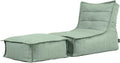 Puf Icon Dolce con reposapiés para adultos, verde salvia, puf para interior y exterior con relleno, bean bag, tejido resistente al agua, sillón cómodo para salón, sala de estar, dormitorio, jardín