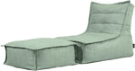 Puf Icon Dolce con reposapiés para adultos, verde salvia, puf para interior y exterior con relleno, bean bag, tejido resistente al agua, sillón cómodo para salón, sala de estar, dormitorio, jardín