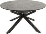Mesa de jardín extensible DEGAMO Lyon, 140 cm redonda, extensible a 200 cm, aluminio antracita + ECP con aspecto de cerámica gris claro, para exteriores