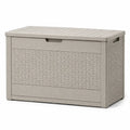 Caja de almacenamiento de plástico con aspecto de ratán, 117x45x57cm, gris claro