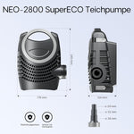 Set completo SunSun: Filtro de presión para estanque CPF-2500 hasta 6000 L con clarificador UV-C de 11 W, bomba de estanque NEO-2800 SuperECO 3000 l/h 10 W, manguera de estanque de 5 m y 32 mm (1 1/4"), abrazaderas de manguera W1 44-47 mm