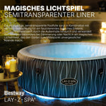 Jacuzzi inflable LED Bestway Lay-Z-Spa Hollywood para 6 personas, Ø 196x66 cm | 140 chorros AirJet, tira de luces LED con control remoto, calefacción hasta 40°C, 4 cojines de espuma