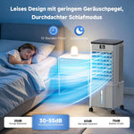 Klimagerät ohne Abluftschlauch 10L, 60W Klimaanlage Mobil, 12H Timer, klimaanlage ohne abluftschlauch 3 Modus, 120°Oszillation, Abnehmbare Wassertank, Tragbarer Luftkühler für Zuhause Büro Perlweiß