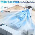 FANCOLE Tragbare Klimageräte ohne Fenster mit 6 Kühlakkus, 12H Smart Timer für Auto-Off, 7,8 m Fernbedienung, Top Fill Dual Tank, 3 Geschwindigkeiten Verdunstungsluftkühler, 70° Auto Swing Swamp