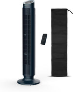 Ventilador de torre Rowenta Eole Silence Force, potente, modo silencioso, 12 velocidades, 5 modos automáticos, temporizador, oscilación de 60-90°, mando a distancia, cubierta antipolvo, azul, VU7050F0