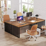 Escritorio Tribesigns de 180 cm, mesa de computadora grande, escritorio para PC, mesa de oficina con estructura de metal resistente, estación de trabajo para oficina en casa, mesas de despacho, mesa de conferencias (sin silla) (marrón)