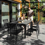 di volio Gartentisch Drena ausziehbar 160x210 cm, wetterfester Aluminium-Terrassentisch in Holzoptik, Stabiler Outdoor-Esstisch für Garten Terrasse Balkon (Grau)