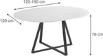Mesa de comedor Vicco Loyd, blanco/negro, 120 x 120 cm extensible, con función de extensión para un ajuste flexible del tamaño de la mesa