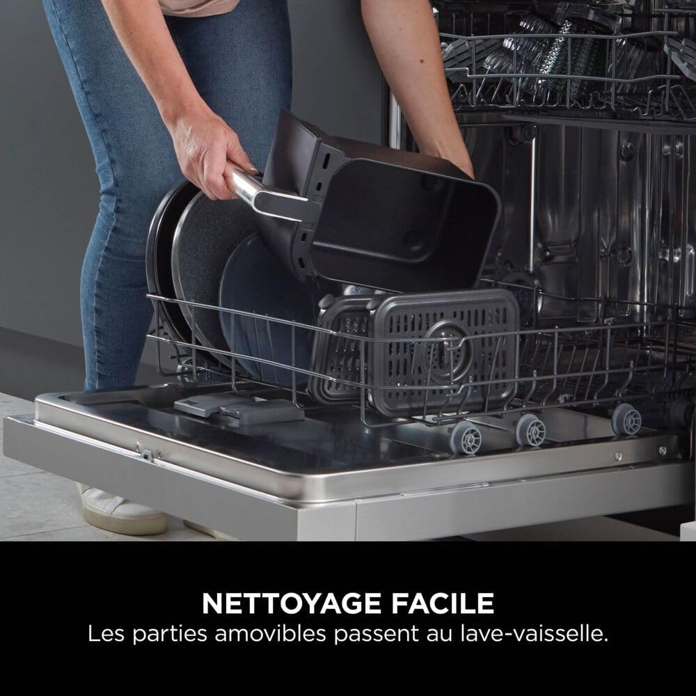 Freidora de aire NINJA Foodi DualZone, 2 compartimentos, 2 zonas de cocción independientes, capacidad de 7,6 L, freidora de aire 6 en 1, máx. 240 °C, piezas antiadherentes extraíbles aptas para lavavajillas, negro AF300EU