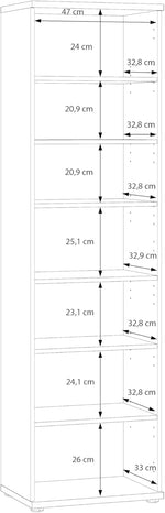 FORTE NET106 Armario 50, zapatero, armario ropero, trastero, armario de puertas batientes, 1 puerta con estantes, espejo, acabado de madera: roble artesano, 50 cm de ancho x 180 cm de alto x 35 cm de fondo