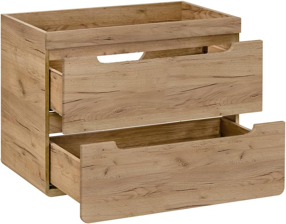 Lomadox Badezimmermöbel Set mit 81 cm Waschtisch & LED-Spiegelschrank, Wotan Eiche Nb. Dekor, B/H/T ca. 180/200/46 cm