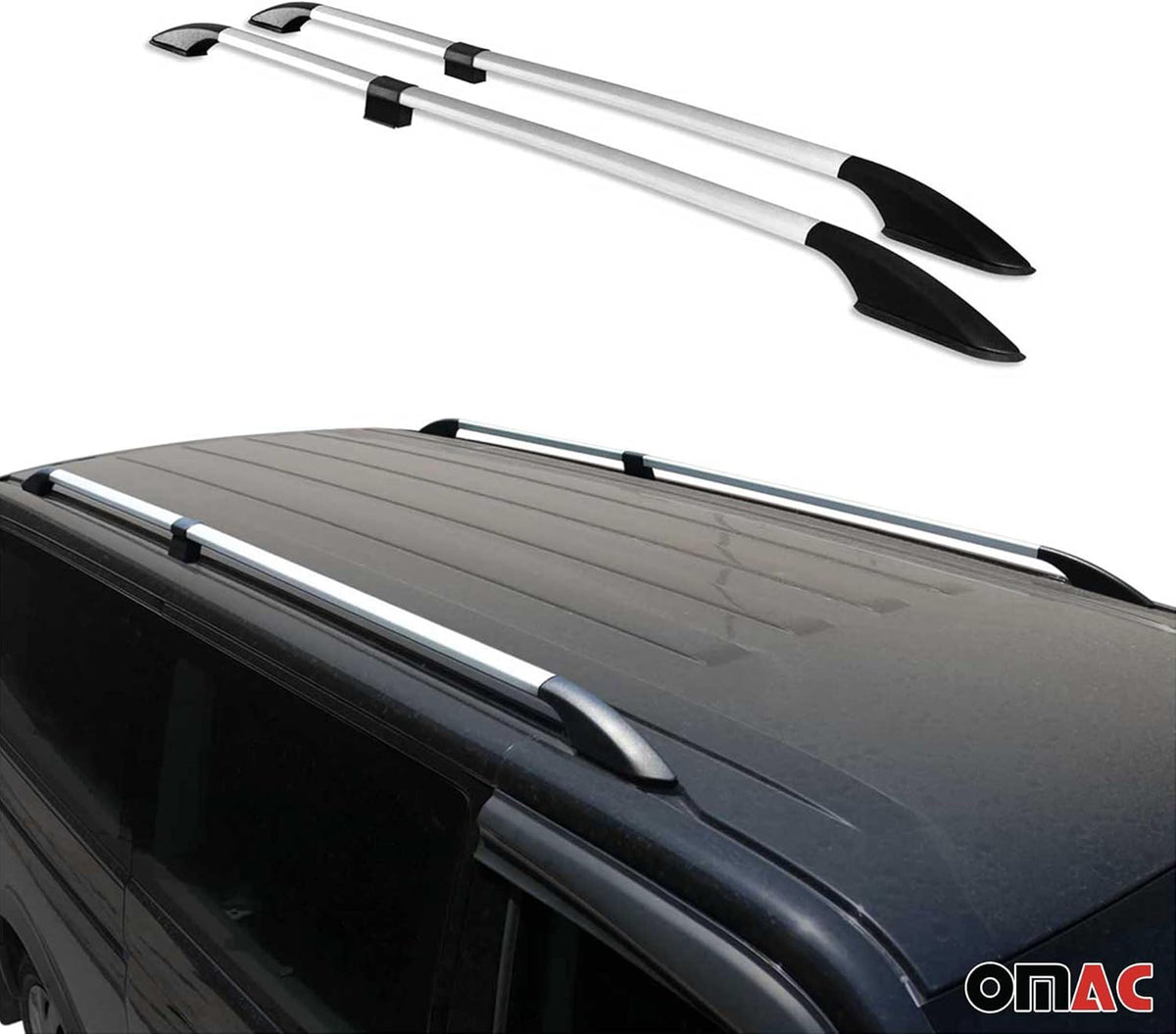Barras de techo longitudinales para Mercedes Vito W639 W447 2003 a 2023 Distancia entre ejes media L2, rieles de techo longitudinales para coche, gris, capacidad de carga 75 kg