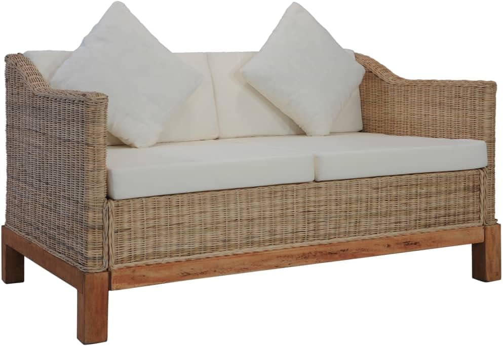 Sofá de jardín Festnight de 2 plazas, sofá de ratán, sofá salón, sofá de exterior, sofá pequeño para balcón, salón de balcón, salón de jardín, ratán sintético, sofá de ratán, muebles de balcón, juego de muebles de jardín