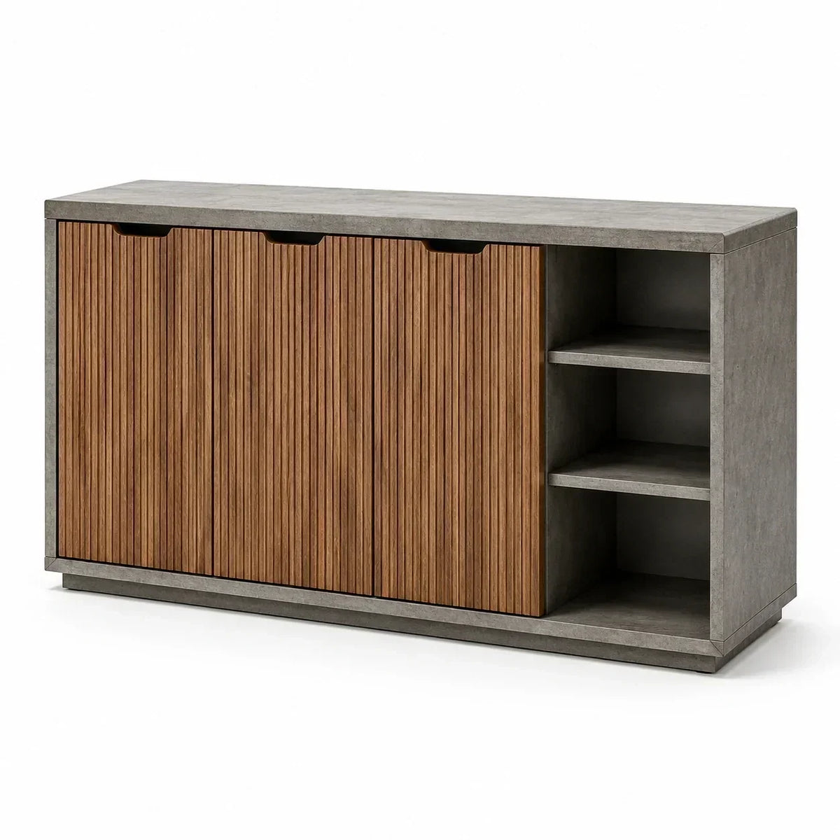 Aparador de MDF con chapa de madera gris/marrón 150x40x80cm