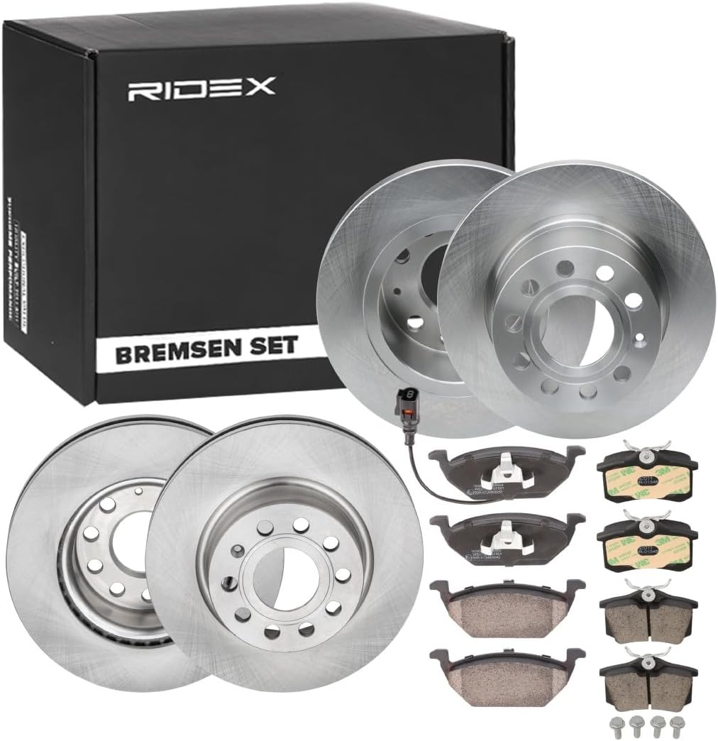 Juego de frenos RIDEX - Discos y pastillas de freno Eje trasero Eje delantero Ø253 280 mm macizo ventilado internamente para VW Golf VII 3/5 puertas (5G1, BQ1, BE1, BE2) Golf VI 3/5 puertas (5K1)