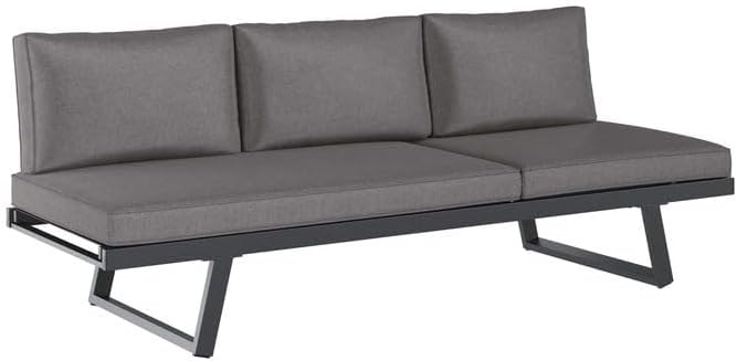 OUTLIV. Gartenloungesofa Lucca, Aluminium,Olefin, wetterfest, mit Verstellbarer Sitzfläche, 200x71x76 cm, Anthrazit
