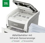 Destructora de documentos Leitz IQ Autofeed Small Office, tritura pilas de 50 hojas de papel, ahorra tiempo con alimentación automática, corte en partículas P4, papelera de 20 L, funcionamiento silencioso para oficina, 80350000