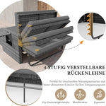 Amopatio Rattan Gartenlounge Outdoor Set, 2-Sitzer Gartensofa mit Auflagenbox & Verstellbarer Rückenlehne, Wetterfestes Lounge Möbel für Balkon und Terrasse mit Hocker und Kissen, Grey