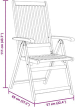 vidaXL 6X Sillas de jardín plegables de madera maciza de acacia, sillas de comedor para terraza, balcón y muebles de exterior