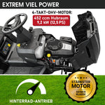 Tractor cortacésped a gasolina BRAST | 9,2 kW (12,5 CV) | Arranque eléctrico | Ancho de corte XXL de 98 cm | Función 2 en 1 | Transmisión de 7 velocidades | Cesta de recogida de 245 L | para grandes superficies de césped de 1.000-5.000 m²