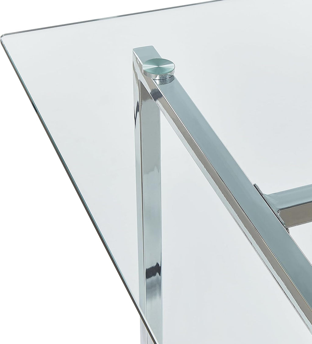 Mesa de comedor rectangular Beliani transparente/plata, vidrio templado, 160 x 90 cm, Envia