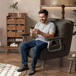 Fabulcozy Schlafsofa 1-Sitzer Umwandelbares Sesselsofa – Großer Komfort Abnehmbar mit Kissen, Metallarmlehnen und Füßen (Khaki)