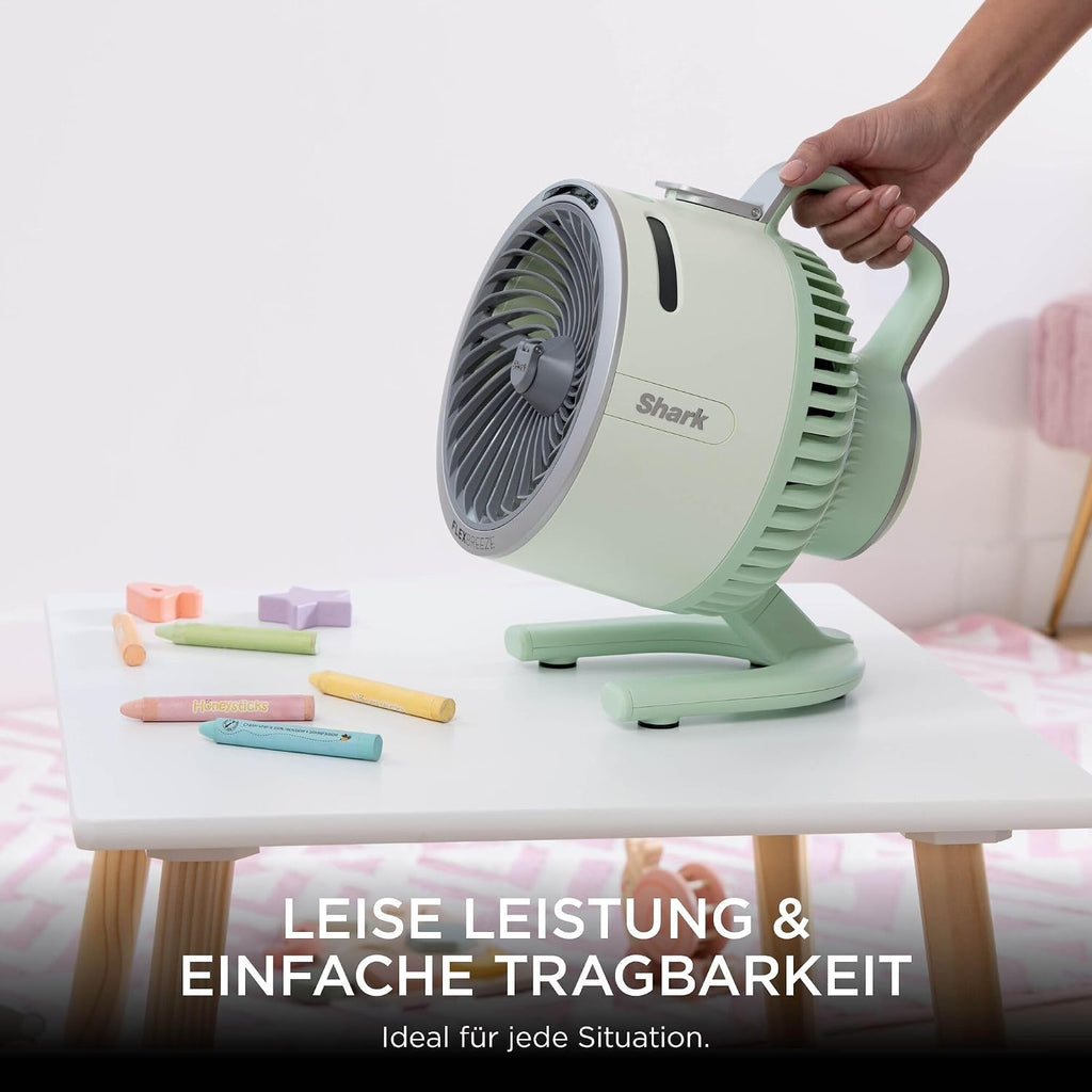 Ventilador Shark FlexBreeze HydroGo con nebulizador, refrigeración para interior y exterior, silencioso y duradero, con y sin cable, compacto y ligero, 5 velocidades, color menta FA050EUGN