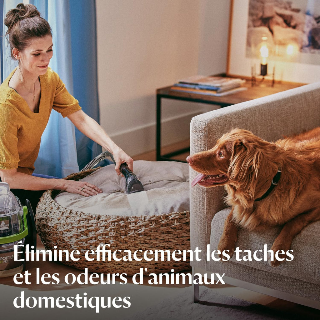 BISSELL SpotClean Pet Pro, Limpiador de tapicerías, potente motor de 750W, ideal para dueños de mascotas, limpiador de alfombras, moquetas, muebles, tejidos, coche y más, 15585
