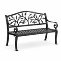 Banco de jardín de metal negro con adornos