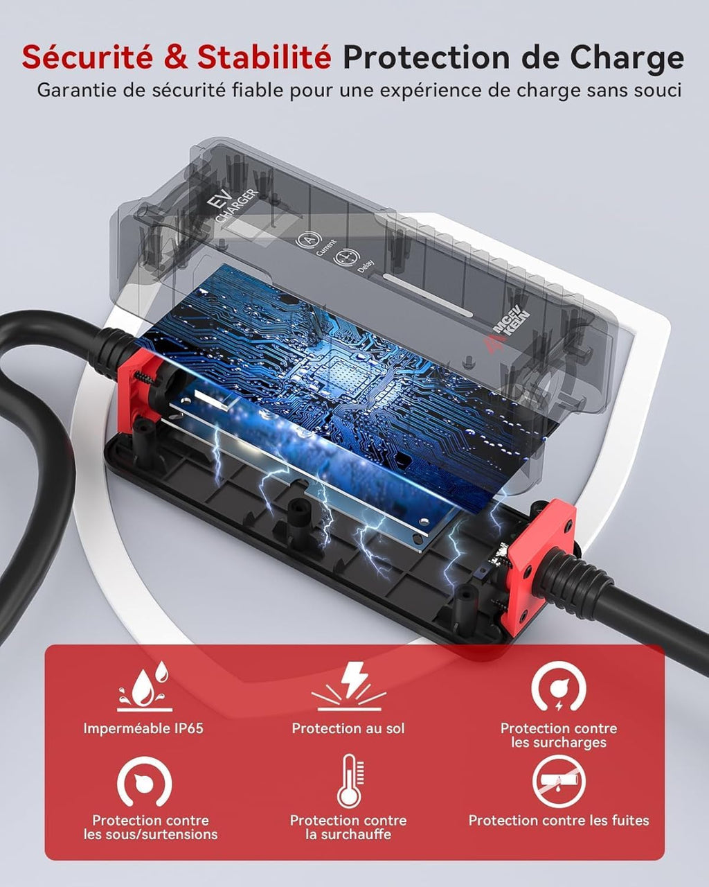 MCEVKELN Cargador Tipo 2 7KW Cargador de Coche Eléctrico con CEE (3 Pines | Monofásico), Corriente Conmutable 6-32A, IP65, Cable de Carga EV Tipo 2 de 7M, IEC 62196-2 EVSE con Bolsa de Transporte