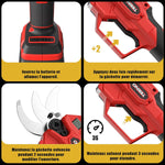 TEENO Tijeras de podar eléctricas 2 en 1 con pértiga telescópica, tijeras de podar inalámbricas de 40 mm con pantalla de 4000 mAh, 2 baterías de 2,0 Ah, para jardinería y árboles frutales