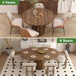 Mesa de comedor extensible, mesa de comedor redonda con base de madera, extensible a ovalada, mesa de cocina moderna para 4-6 personas, marrón rústico, base de pedestal