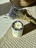 Vela de soja con lavanda seca, aroma relajante, 9 cm x 7,5 cm